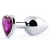 Серебристая анальная пробка с фиолетовым кристаллом-сердечком - 8 см. - Anal Jewelry Plug - купить с доставкой в Нижнем Тагиле
