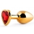 Золотистая анальная пробка с красным стразом-сердечком - 8 см. - Anal Jewelry Plug - купить с доставкой в Нижнем Тагиле