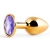 Золотистая анальная пробка с фиолетовым стразом - 7,2 см. - Anal Jewelry Plug - купить с доставкой в Нижнем Тагиле