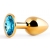 Золотистая анальная пробка с голубым стразом - 7,2 см. - Anal Jewelry Plug - купить с доставкой в Нижнем Тагиле