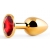 Золотистая анальная пробка с красным стразом - 7,2 см. - Anal Jewelry Plug - купить с доставкой в Нижнем Тагиле