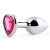 Серебристая анальная пробка с розовым кристаллом-сердечком - 7 см. - Anal Jewelry Plug - купить с доставкой в Нижнем Тагиле