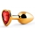 Золотистая анальная пробка с красным стразом-сердечком - 7 см. - Anal Jewelry Plug - купить с доставкой в Нижнем Тагиле