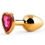 Золотистая анальная пробка с малиновым кристаллом-сердечком - 7 см. - Anal Jewelry Plug - купить с доставкой в Нижнем Тагиле