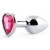 Серебристая анальная пробка с малиновым кристаллом-сердечком - 7 см. - Anal Jewelry Plug - купить с доставкой в Нижнем Тагиле