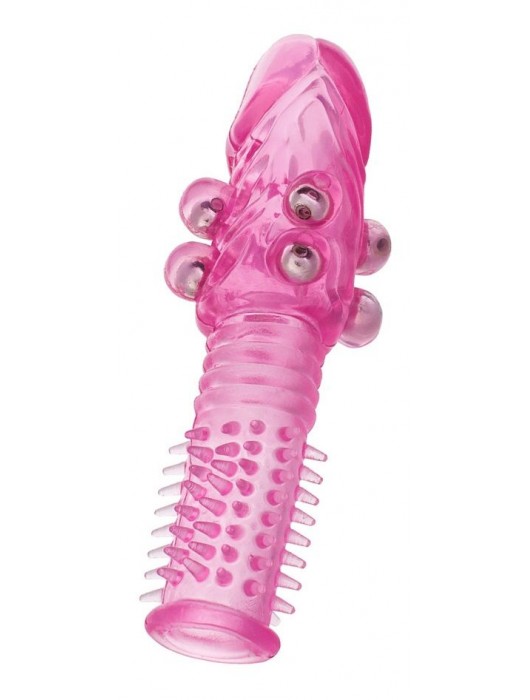 Стимулирующая розовая насадка с шишечками и шипами - 13,5 см. - Toyfa Basic - в Нижнем Тагиле купить с доставкой