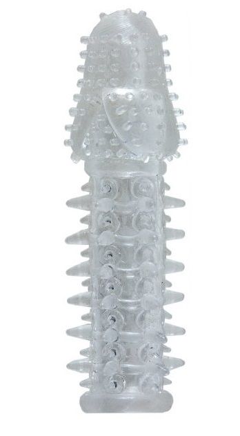 Прозрачная насадка с шишечками и шипами - 13,5 см. - Toyfa Basic - в Нижнем Тагиле купить с доставкой