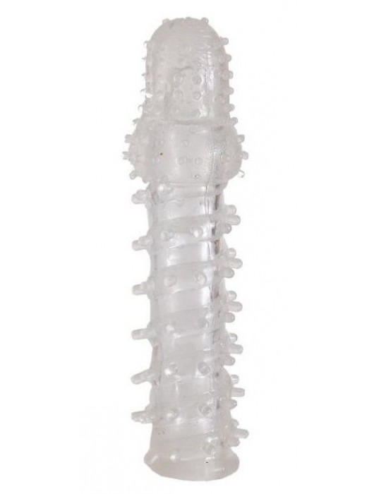 Прозрачная, закрытая насадка с шипами и точками - 13,5 см. - Toyfa Basic - в Нижнем Тагиле купить с доставкой