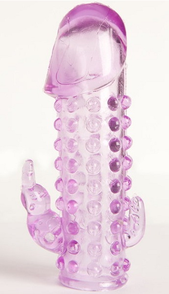 Закрытая фиолетовая насадка с 2 отростками - 13 см. - Toyfa Basic - в Нижнем Тагиле купить с доставкой