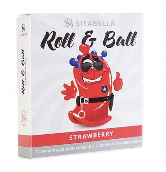 Стимулирующий презерватив-насадка Roll   Ball Strawberry - Sitabella - купить с доставкой в Нижнем Тагиле