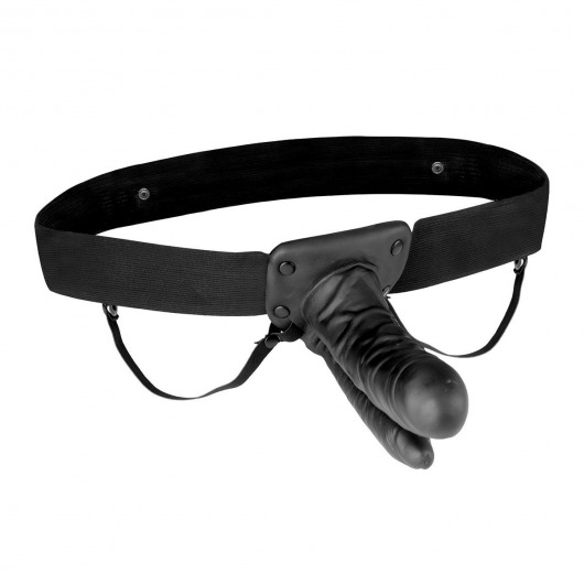 Полый страпон с двумя отростками и вибрацией Unisex Vibrating Hollow Strap-On Double Penetrating Dildo - 17,8 см. - Lux Fetish - купить с доставкой в Нижнем Тагиле