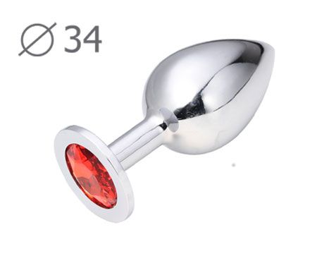 Коническая серебристая анальная втулка с красным кристаллом - 8,2 см. - Anal Jewelry Plug - купить с доставкой в Нижнем Тагиле