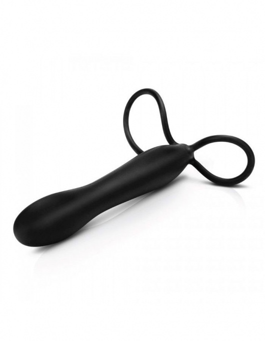 Черная насадка на пенис для двойной стимуляции Mojo BlackJack - 15 см. - Seven Creations - в Нижнем Тагиле купить с доставкой