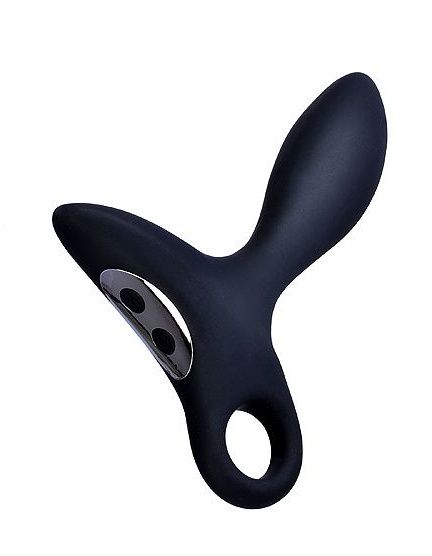 Черный силиконовый анальный вибромассажер Erokey с колечком-ограничителем - Erokay - в Нижнем Тагиле купить с доставкой