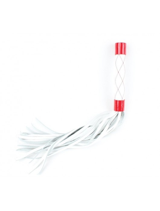 Бело-красная плеть средней длины с ручкой - 44 см. - БДСМ Арсенал - купить с доставкой в Нижнем Тагиле