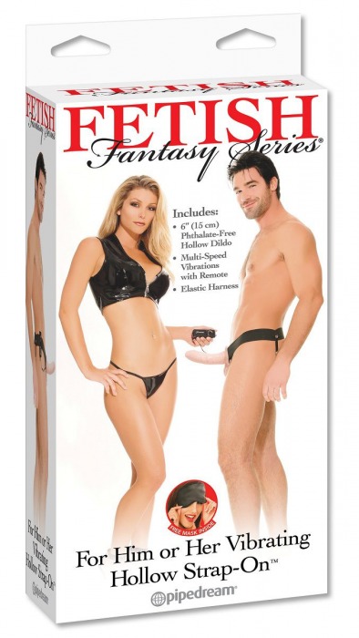 Полый страпон унисекс телесного цвета с вибрацией For Him or Her ​Vibrating Hollow Strap-On - 15 см. - Pipedream - купить с доставкой в Нижнем Тагиле