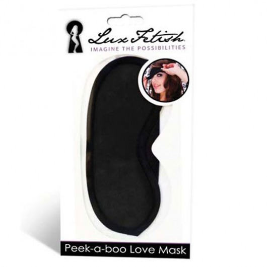 Черная маска на глаза Peek-a-Boo - Lux Fetish - купить с доставкой в Нижнем Тагиле