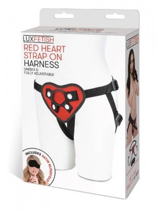 Трусики с красным сердечком для страпона - Lux Fetish - купить с доставкой в Нижнем Тагиле