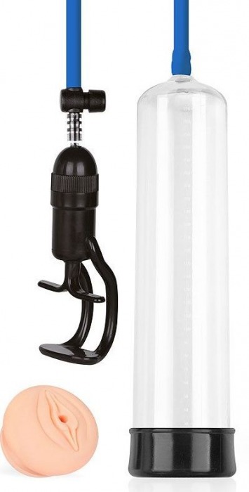 Прозрачная вакуумная помпа Sex Expert с насадкой-вагиной - Sex Expert - в Нижнем Тагиле купить с доставкой