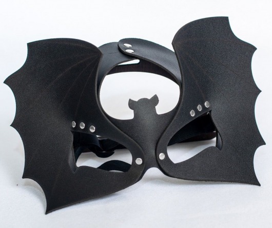 Черная кожаная маска на глаза  Летучая мышь - Sitabella - купить с доставкой в Нижнем Тагиле