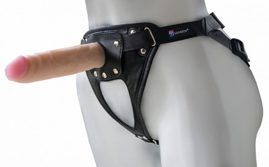 Черный пояс-трусики с насадкой  Soft-Принц  - 17 см. - LOVETOY (А-Полимер) - купить с доставкой в Нижнем Тагиле