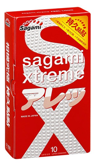 Утолщенные презервативы Sagami Xtreme Feel Long с точками - 10 шт. - Sagami - купить с доставкой в Нижнем Тагиле