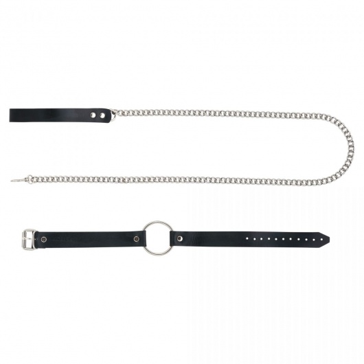 Черный поводок и чокер с кольцом Rada - Rebelts - купить с доставкой в Нижнем Тагиле