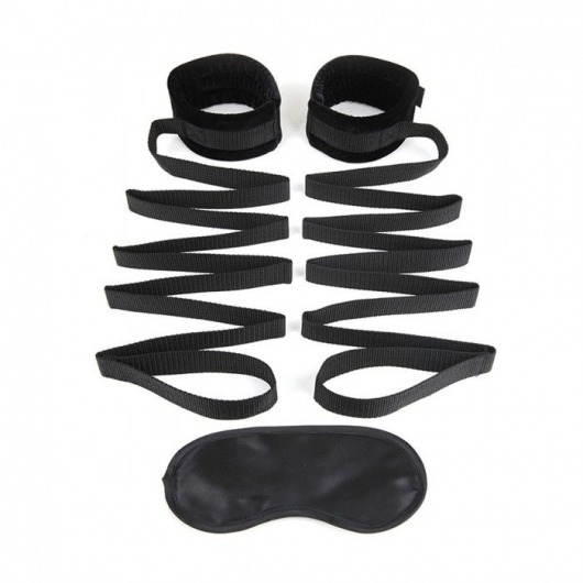 Чёрные манжеты для фиксации на кровати Bondage Bed Strap - Lux Fetish - купить с доставкой в Нижнем Тагиле