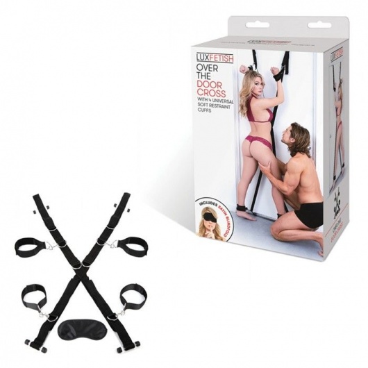 Чёрный набор для фиксации у двери - Lux Fetish - купить с доставкой в Нижнем Тагиле
