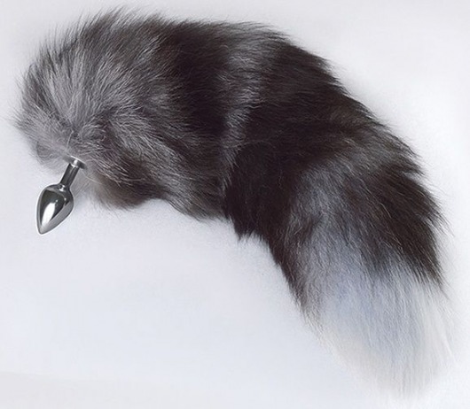 Серебристая анальная пробка с пушистым хвостом - Sitabella - купить с доставкой в Нижнем Тагиле