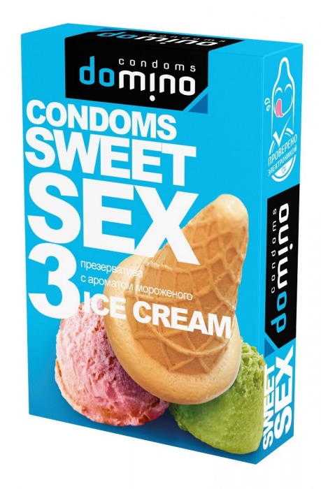 Презервативы для орального секса DOMINO Sweet Sex с ароматом мороженого - 3 шт. - Domino - купить с доставкой в Нижнем Тагиле