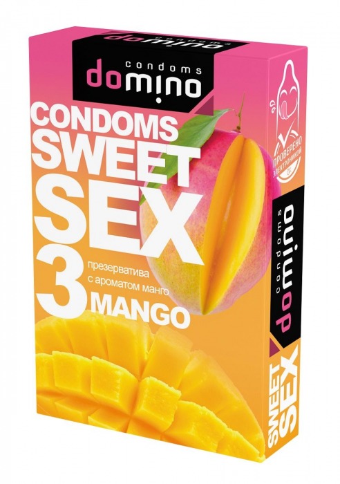 Презервативы для орального секса DOMINO Sweet Sex с ароматом манго - 3 шт. - Domino - купить с доставкой в Нижнем Тагиле