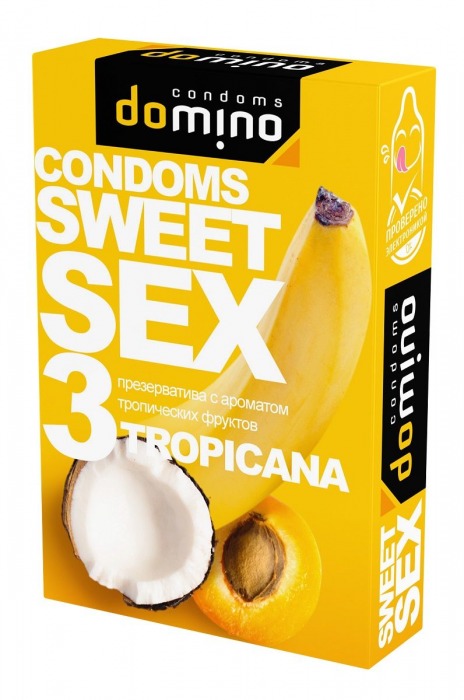 Презервативы для орального секса DOMINO Sweet Sex с ароматом тропических фруктов - 3 шт. - Domino - купить с доставкой в Нижнем Тагиле