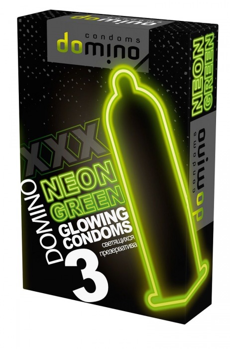 Презервативы DOMINO Neon Green со светящимся в темноте кончиком - 3 шт. - Domino - купить с доставкой в Нижнем Тагиле