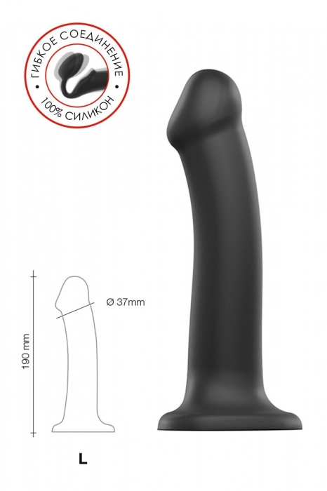 Черный фаллос на присоске Silicone Bendable Dildo L - 19 см. - Strap-on-me - купить с доставкой в Нижнем Тагиле