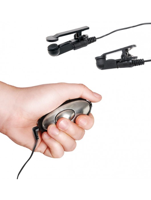 Черные электрические зажимы для сосков Shock Therapy Nipple Clamps - Pipedream - купить с доставкой в Нижнем Тагиле