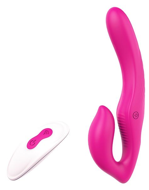 Ярко-розовый безремневой страпон REMOTE DOUBLE DIPPER - 22 см. - Dream Toys - купить с доставкой в Нижнем Тагиле
