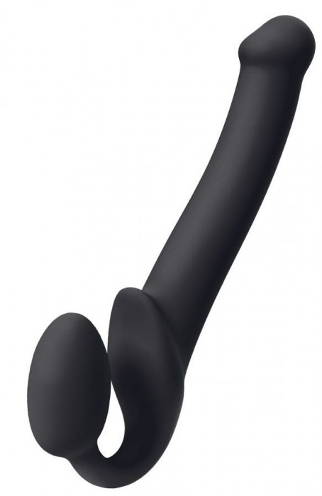 Черный безремневой страпон Silicone Bendable Strap-On M - Strap-on-me - купить с доставкой в Нижнем Тагиле