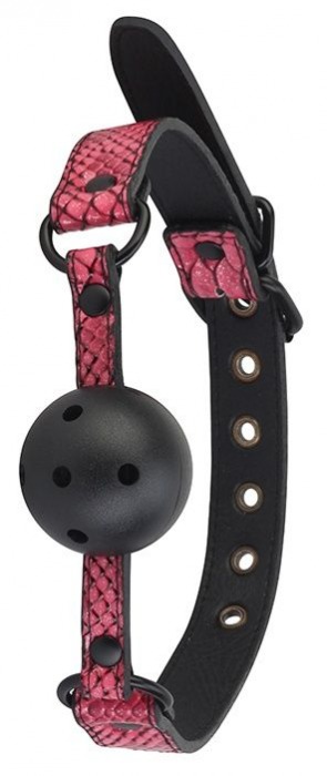Черно-розовый кляп-шарик с отверстиями BALL GAG - Dream Toys - купить с доставкой в Нижнем Тагиле