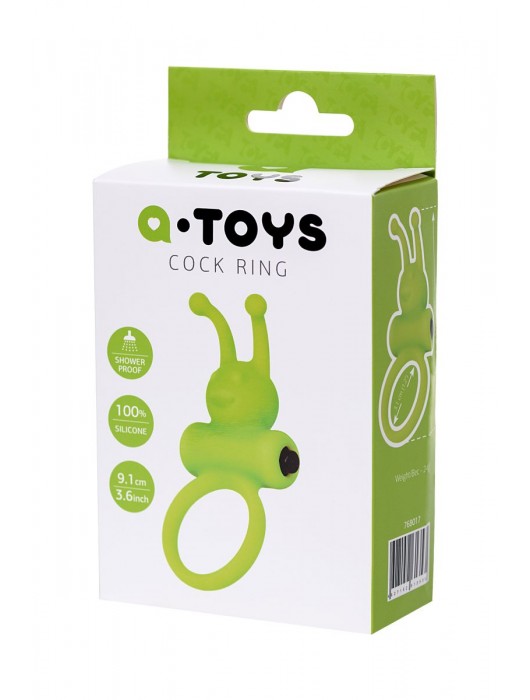 Зеленое эрекционное виброкольцо на пенис Cock Ring - A-toys - в Нижнем Тагиле купить с доставкой