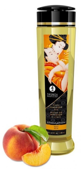 Массажное масло для тела с ароматом персика Stimulation - 240 мл. - Shunga - купить с доставкой в Нижнем Тагиле