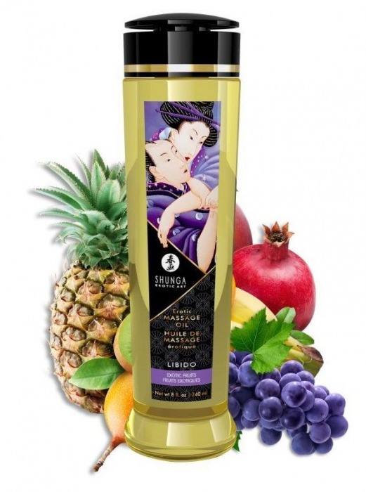 Массажное масло Libido Exotic Fruits с ароматом экзотических фруктов - 240 мл. - Shunga - купить с доставкой в Нижнем Тагиле