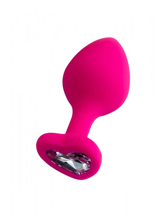 Розовая анальная втулка Diamond Heart с прозрачным кристаллом - 8 см. - ToyFa - купить с доставкой в Нижнем Тагиле