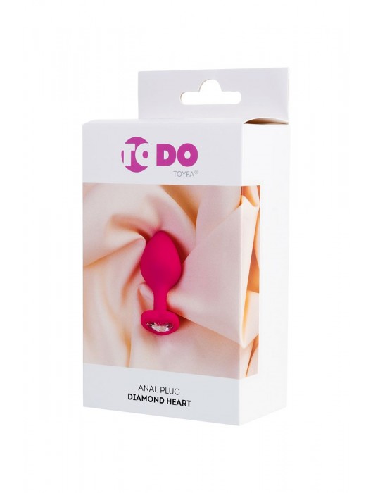Розовая анальная втулка Diamond Heart с прозрачным кристаллом - 8 см. - ToyFa - купить с доставкой в Нижнем Тагиле