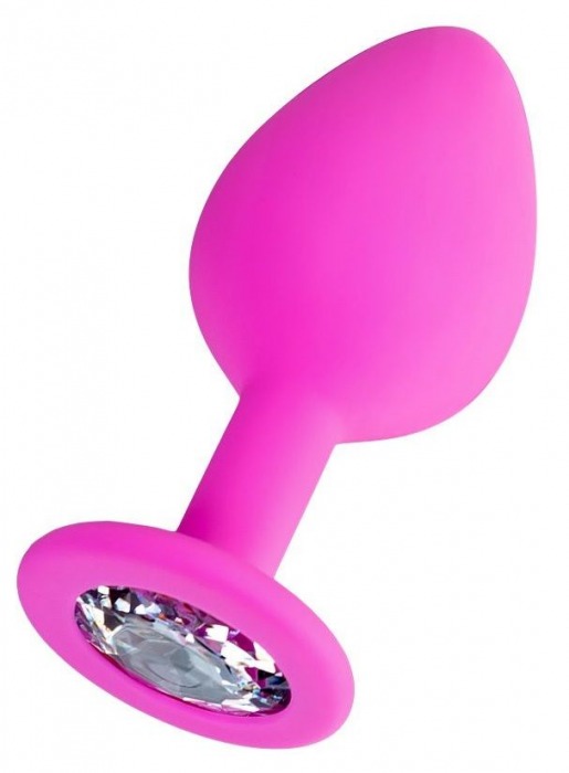 Розовая анальная втулка Brilliant с прозрачным кристаллом - 8 см. - ToyFa - купить с доставкой в Нижнем Тагиле