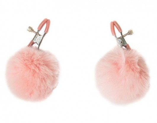 Зажимы на соски Angelic с розовыми меховыми шариками - Lola Games - купить с доставкой в Нижнем Тагиле