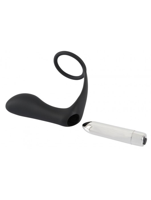 Черное эрекционное кольцо с анальной вибропробкой Vibrating Ring   Plug - Orion - в Нижнем Тагиле купить с доставкой