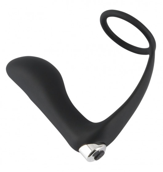 Черное эрекционное кольцо с анальной вибропробкой Vibrating Ring   Plug - Orion - в Нижнем Тагиле купить с доставкой