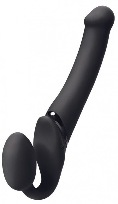 Черный безремневой вибрострапон Silicone Bendable Strap-On M - Strap-on-me - купить с доставкой в Нижнем Тагиле