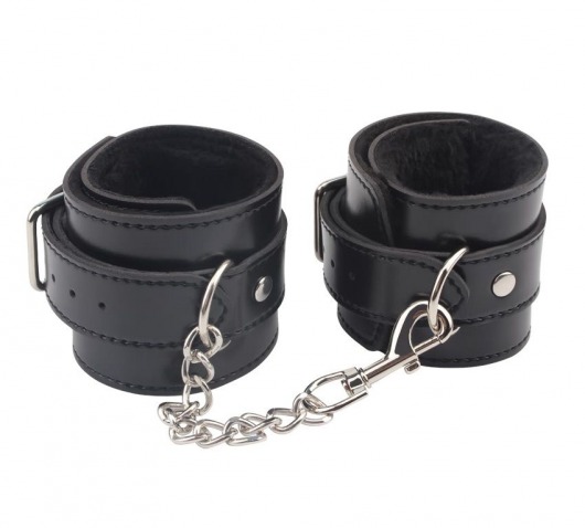 Черные оковы на ноги Obey Me Leather Ankle Cuffs - Chisa - купить с доставкой в Нижнем Тагиле